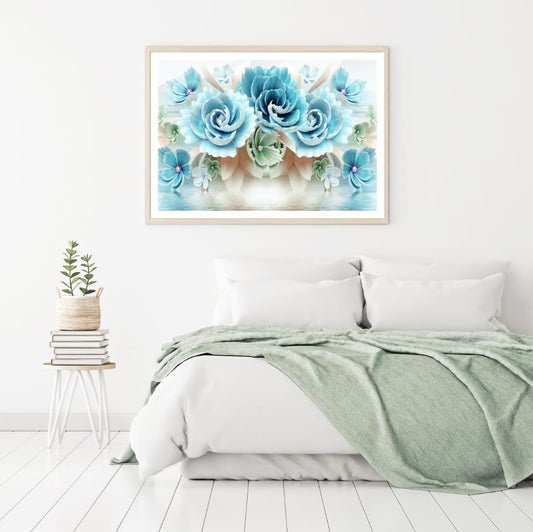 Blue & White Flowers 3D Design Home Decor Premium Quality Poster Print Choose Your Sizes