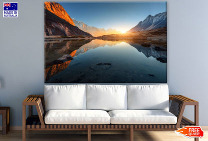 Lake in Mountains Sunset Scenery Photograph Print 100% Australian Made