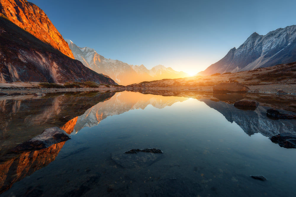 Lake in Mountains Sunset Scenery Photograph Print 100% Australian Made