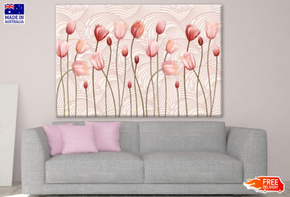 Pink Tulip Flowers Abstract Design Print 100% Australian Made