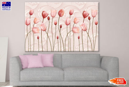 Pink Tulip Flowers Abstract Design Print 100% Australian Made