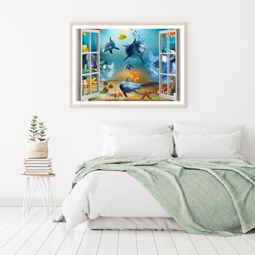 Underwater Fish Window View Photograph Home Decor Premium Quality Poster Print Choose Your Sizes