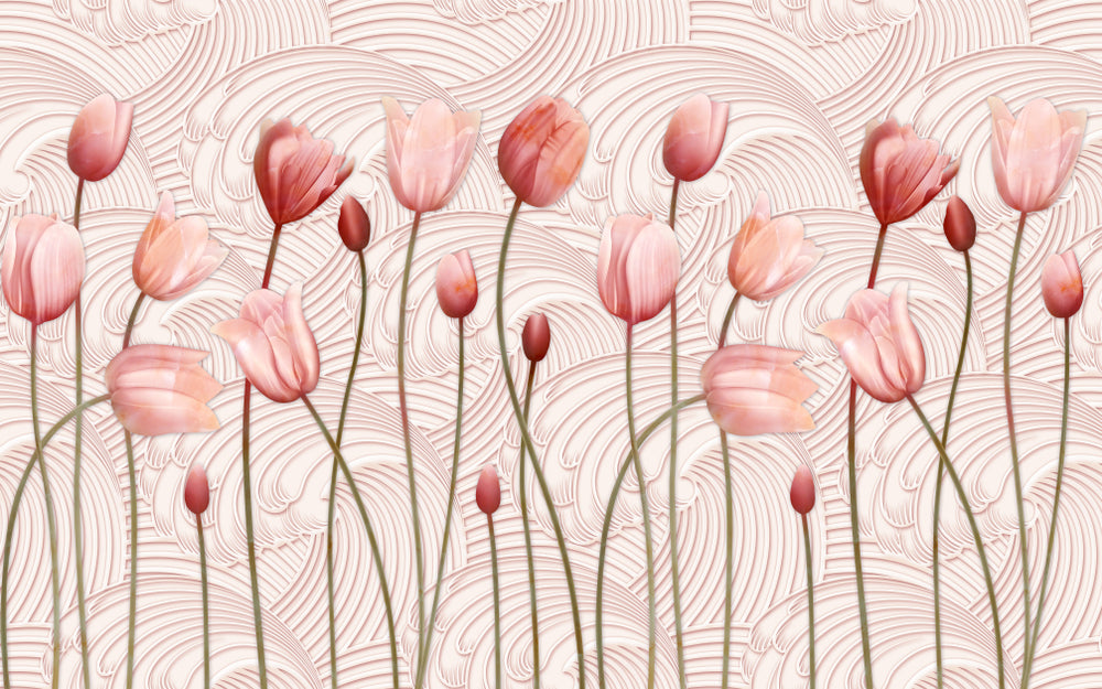 Pink Tulip Flowers Abstract Design Print 100% Australian Made