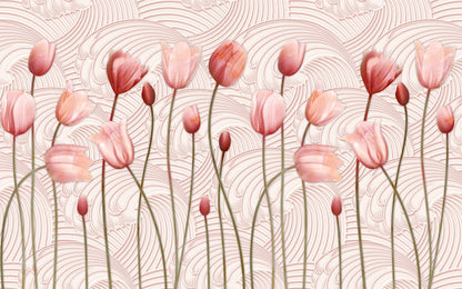 Pink Tulip Flowers Abstract Design Print 100% Australian Made