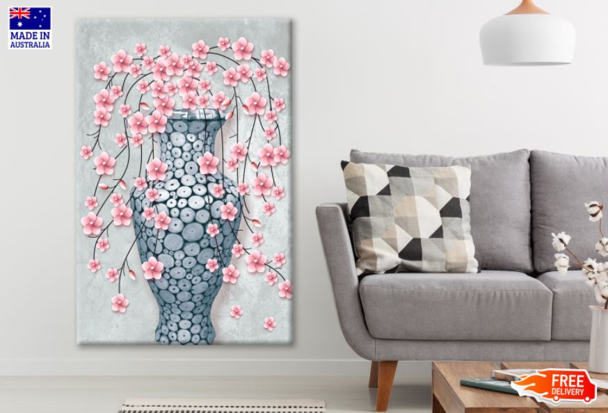 Pink Flower Vase Abstract Design Print 100% Australian Made