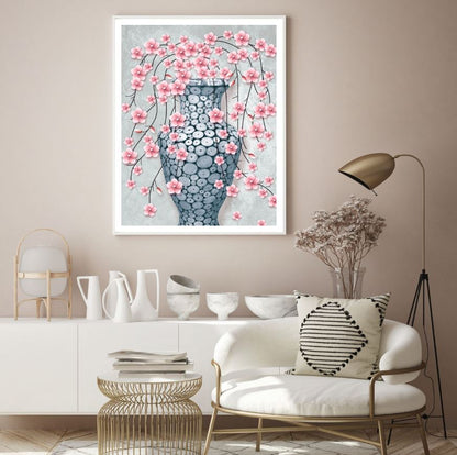 Pink & Blue 3D Floral Vase Design Home Decor Premium Quality Poster Print Choose Your Sizes