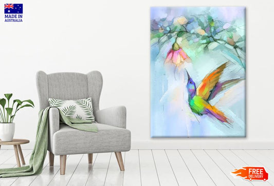 Humming Bird & Flower Watercolor Painting Print 100% Australian Made