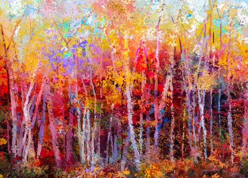 Colorful Forest Abstract Oil Painting Print 100% Australian Made