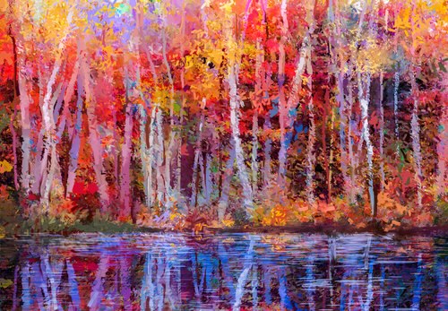 Colorful Forest Oil Painting Print 100% Australian Made