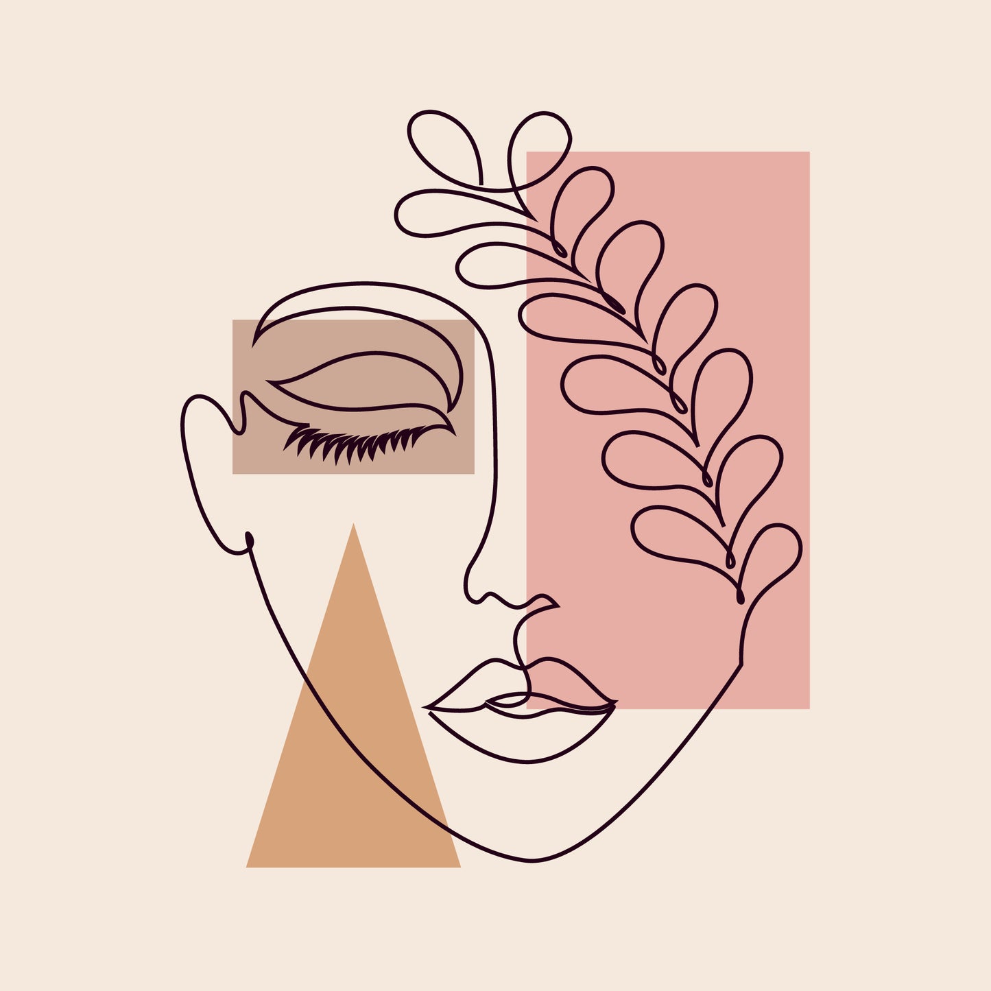 Square Canvas Face & Shapes Line Art Design High Quality Print 100% Australian Made