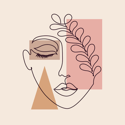 Square Canvas Face & Shapes Line Art Design High Quality Print 100% Australian Made