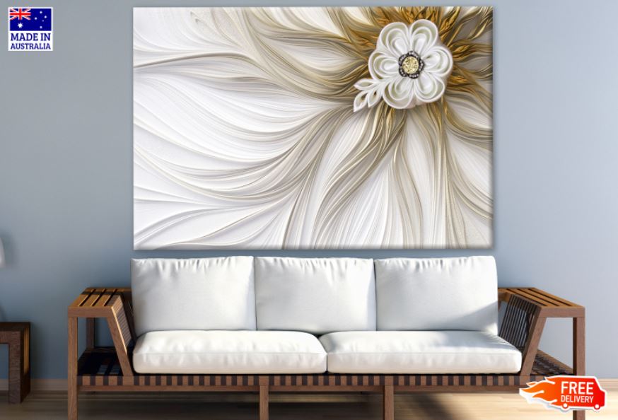 White & Gold Floral Abstract Design Print 100% Australian Made