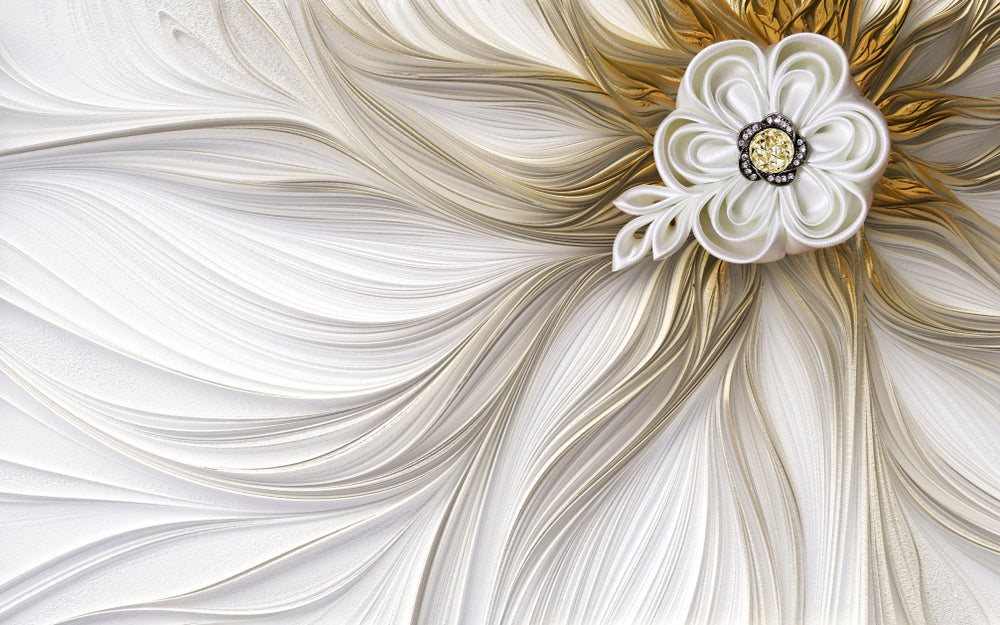 White & Gold Floral Abstract Design Print 100% Australian Made