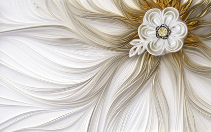 White & Gold Floral Abstract Design Print 100% Australian Made