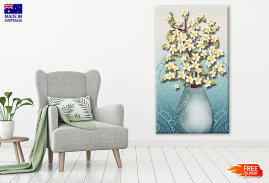 Golden Flowers & Blue Vase 3D Design Print 100% Australian Made