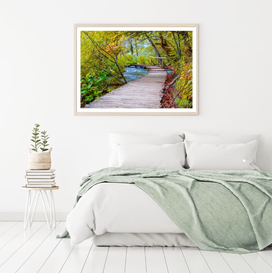 Wooden Pier Over Waterstream Photograph Home Decor Premium Quality Poster Print Choose Your Sizes