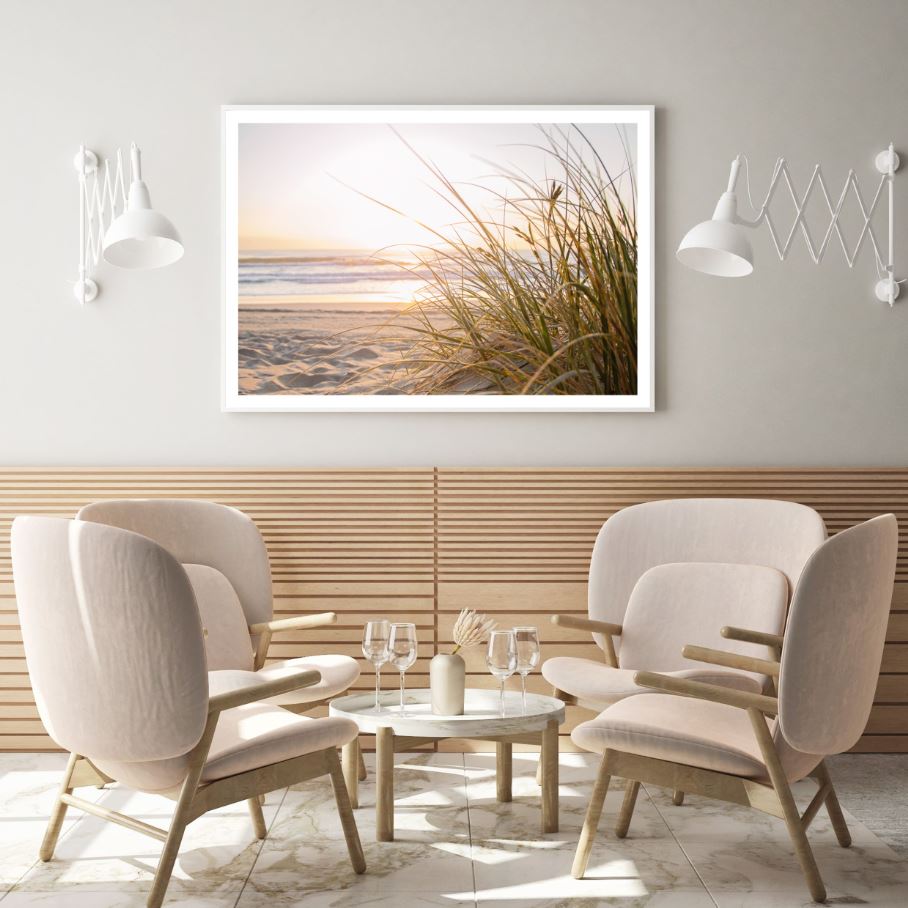 Grass on Beach Scenery Photograph Home Decor Premium Quality Poster Print Choose Your Sizes