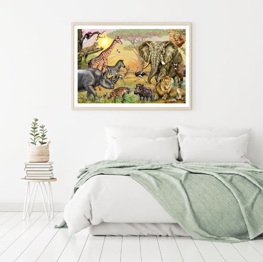 Colorful Wild Animals Watercolor Home Decor Premium Quality Poster Print Choose Your Sizes