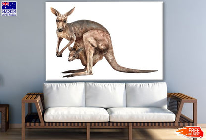 Kangaroo & Baby Watercolor Painting Print 100% Australian Made