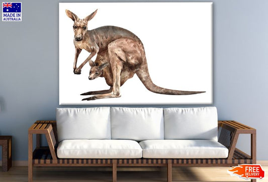 Kangaroo & Baby Watercolor Painting Print 100% Australian Made