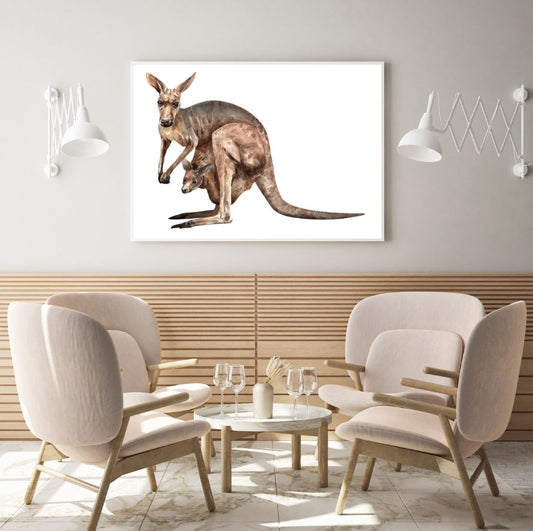 Kangaroo Watercolor Painting Home Decor Premium Quality Poster Print Choose Your Sizes