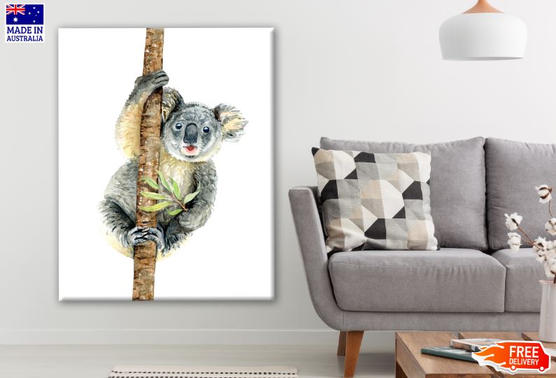 Koala Bear on a Tree Watercolor Painting Print 100% Australian Made