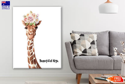 Giraffe with a Floral Headdress Watercolor Painting Print 100% Australian Made