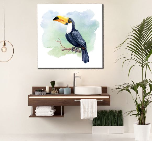 Square Canvas Toucan Bird Watercolor Painting High Quality Print 100% Australian Made