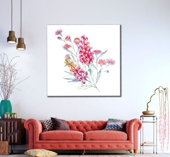 Square Canvas Colorful Flowers Watercolor Painting High Quality Print 100% Australian Made