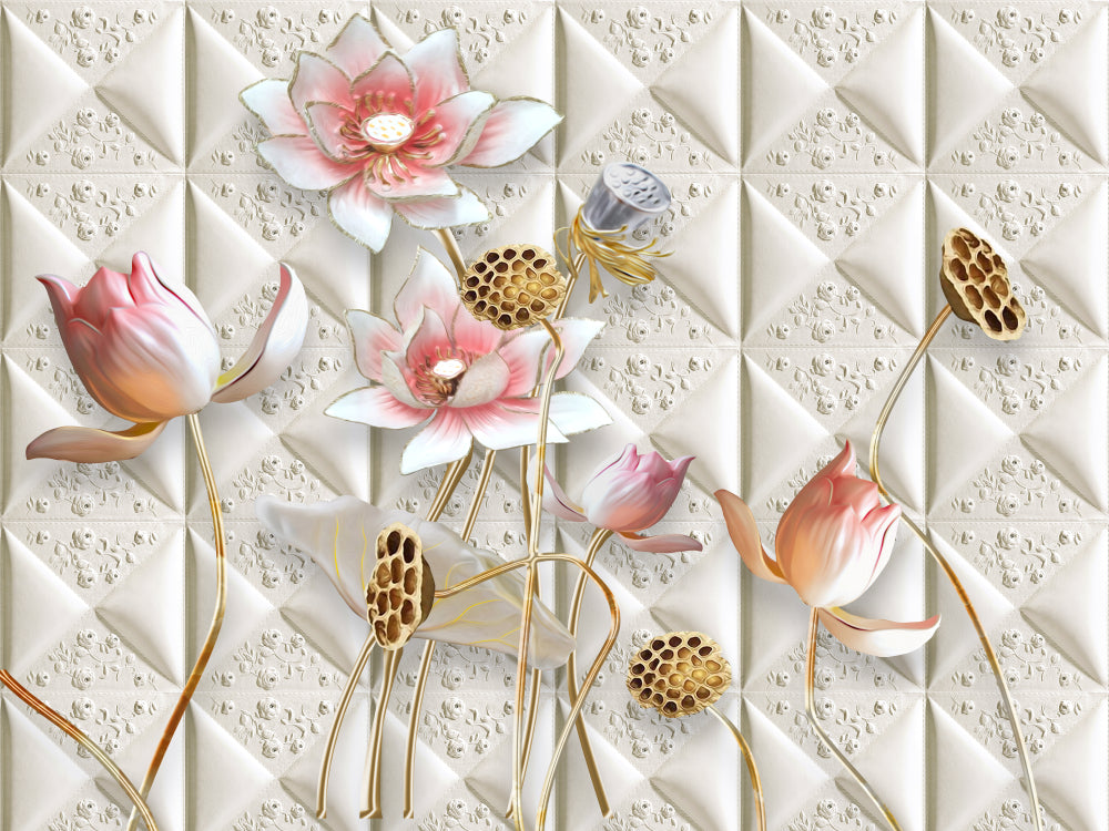 Lotus Flowers 3D Abstract Design Home Decor Premium Quality Poster Print Choose Your Sizes