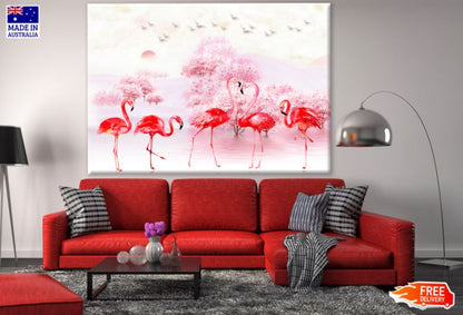 Flemingo Birds Watercolor Painting Print 100% Australian Made