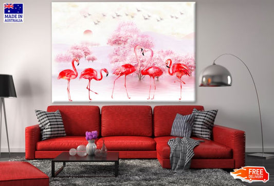 Flemingo Birds Watercolor Painting Print 100% Australian Made