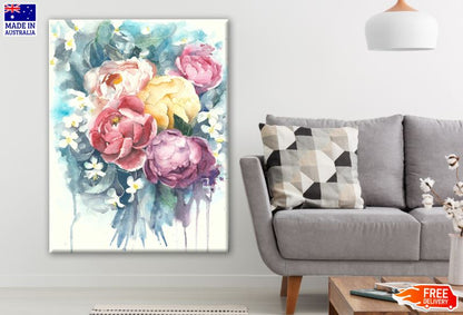 Colorful Peonies Watercolor Painting Print 100% Australian Made