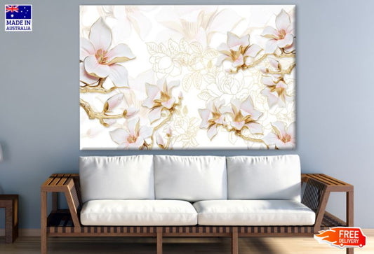 3D Pink Magnolia Flowers Design Print 100% Australian Made