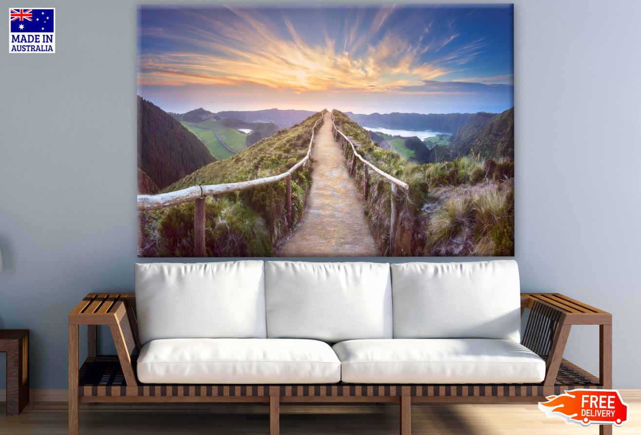 Hiking Trail on Mountain with Lake View Photograph Print 100% Australian Made