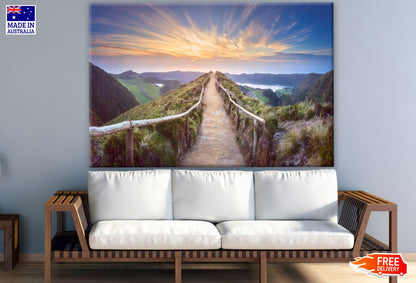 Hiking Trail on Mountain with Lake View Photograph Print 100% Australian Made