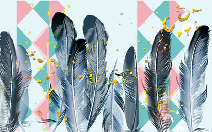 Black Feathers & Abstract Design Home Decor Premium Quality Poster Print Choose Your Sizes