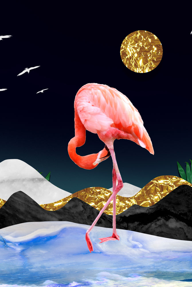 Flamingo Bird & Abstract Design Home Decor Premium Quality Poster Print Choose Your Sizes