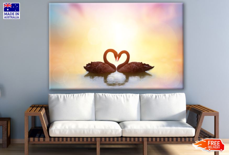 Swan Pair Love Scenery View Print 100% Australian Made