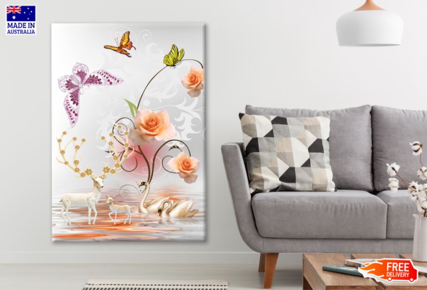 Butterflies & Flowers 3D Painting Print 100% Australian Made