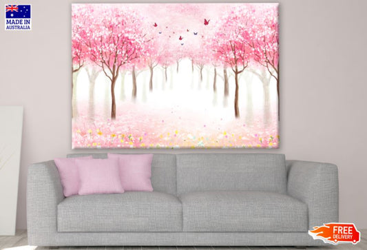 Pink Tree Forest Painting Print 100% Australian Made