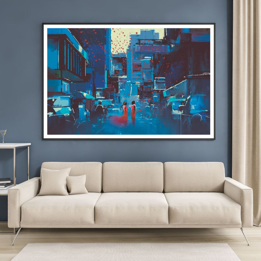 Couple on Street Abstract Paint Home Decor Premium Quality Poster Print Choose Your Sizes