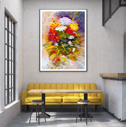 Colorful Flower Vase Oil Painting Home Decor Premium Quality Poster Print Choose Your Sizes