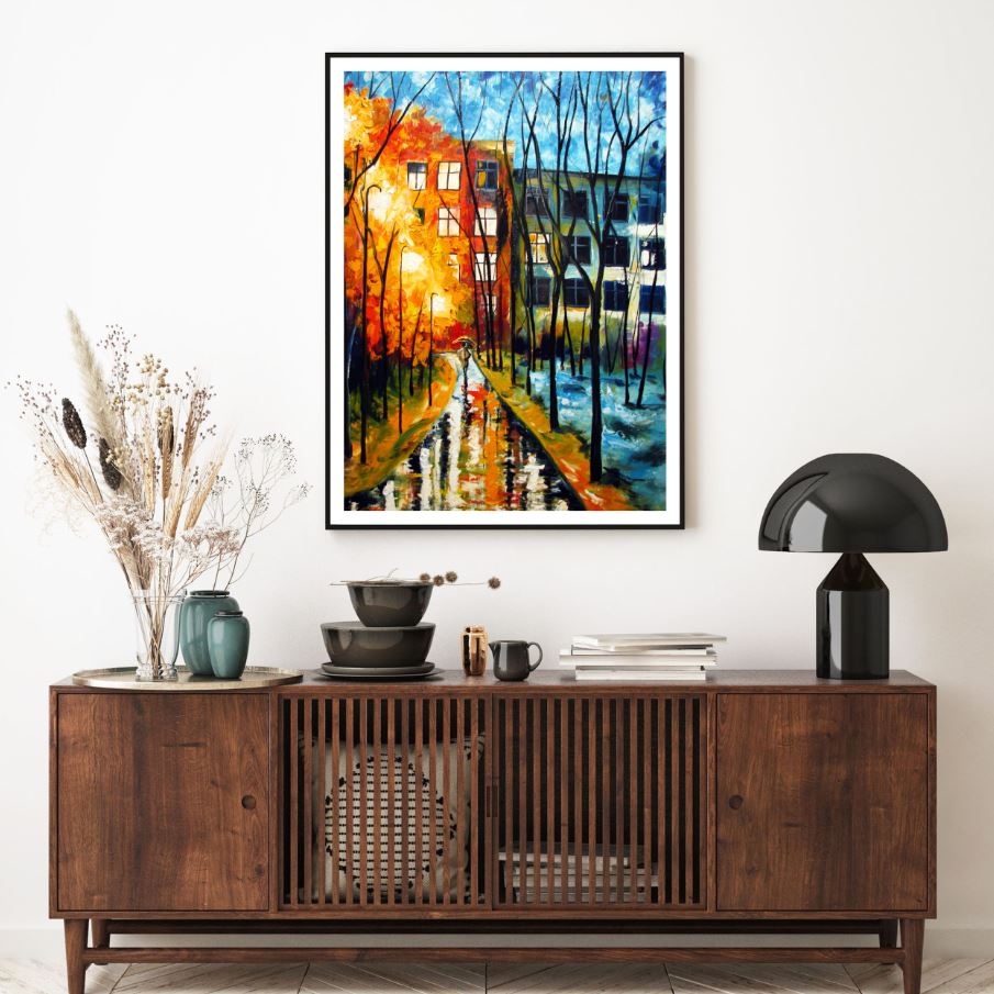 City Street Oil Painting Home Decor Premium Quality Poster Print Choose Your Sizes
