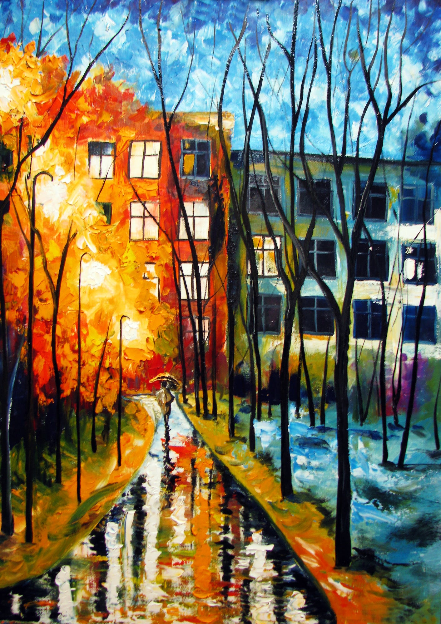 City Street Oil Painting Home Decor Premium Quality Poster Print Choose Your Sizes