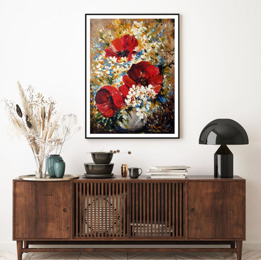 Colorful Flower Vase Oil Painting Home Decor Premium Quality Poster Print Choose Your Sizes