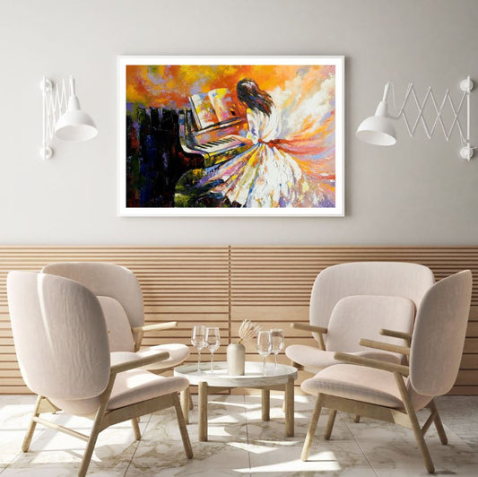 Colorful Piano Girl Oil Painting Home Decor Premium Quality Poster Print Choose Your Sizes