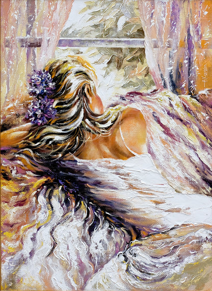 Girl at Window Oil Painting Home Decor Premium Quality Poster Print Choose Your Sizes