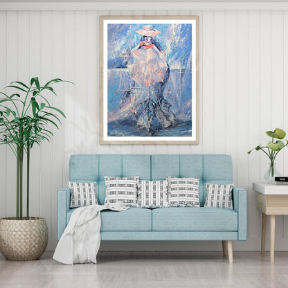 Girl with Umbrella Oil Painting Home Decor Premium Quality Poster Print Choose Your Sizes