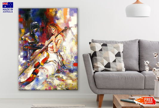 Girl Playing Cello Watercolor Painting Print 100% Australian Made